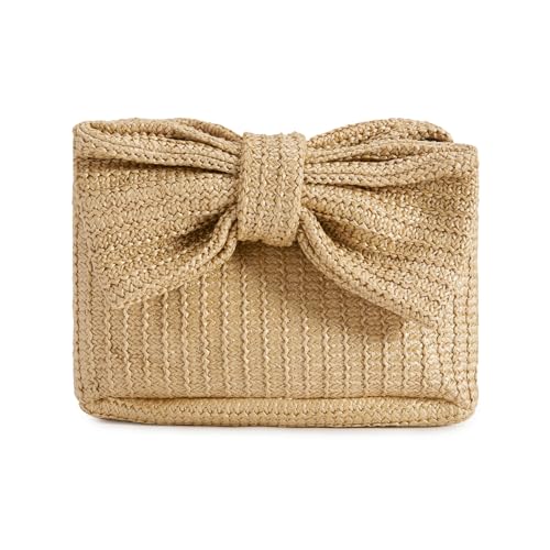 Huralona Women Straw Woven Clutch Purse Pleated Handbag for Summer Beach Vacation Straw Shoulder Crossbody Bag - color: Khaki5