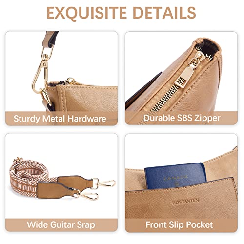 BOSTANTEN Crossbody Bags for Women Trendy Vegan Leather Guitar Strap Purse for Spring Travel - color: A03-tan