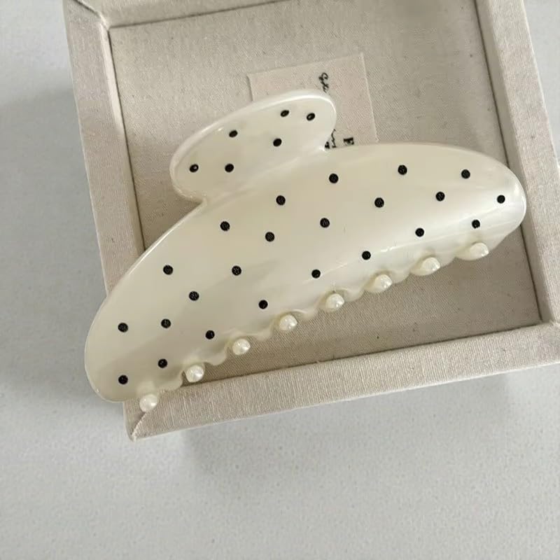 Strong Hold Polka Dot Hair Claw Clips Set of 2 for Thick Hair, Non-Slip Daily Styling, Cute All-Season Hair Accessories