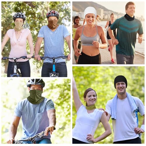 Geyoga 6 Pieces Summer UV Protection Cooling Neck Gaiter Face Clothing Neck Gaiter Mask Scarf Sunscreen Breathable Bandana - color: Khaki