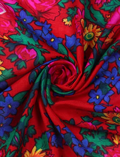 MJ SERECA Acrylic Bandana Printed Hair Scarf Square Ukrainian Head Scarf Floral Babushka Neck Scarf for Women 30"/42"/60" - color: 3 Pack-b 30"