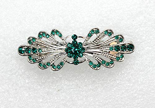 Faship Green Small Mini Floral Hair Barrette Clip - color: Green