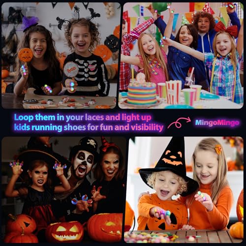 MINGOMINGO 25 Pack LED Light Up Rings & Glow Rings Party Favors for Kids | Glow in the dark for Halloween, Easter, birthday, New Year classroom giveaways; flashing and blinking, bulk large groups