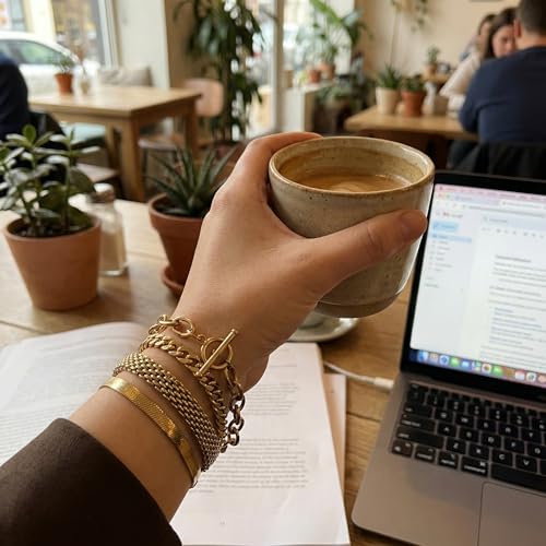 RINHOO Gold Chain Bracelets Set for Women - Trendy Paperclip Snake Link Layered Bracelets 18K Gold Plated Stainless Steel Stackable Wrist Jewelry Aesthetic Preppy Gifts - style: Gold-Style 1