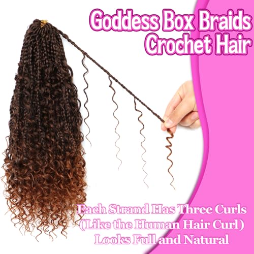 Goddess Boho Box Braids Crochet Hair-8 Packs 14 Inch Crochet Box Braids for Black Women Pre Looped (T30, 14 Inch (Pack of 8)) - color: T30, size: 14 Inch (Pack of 8)