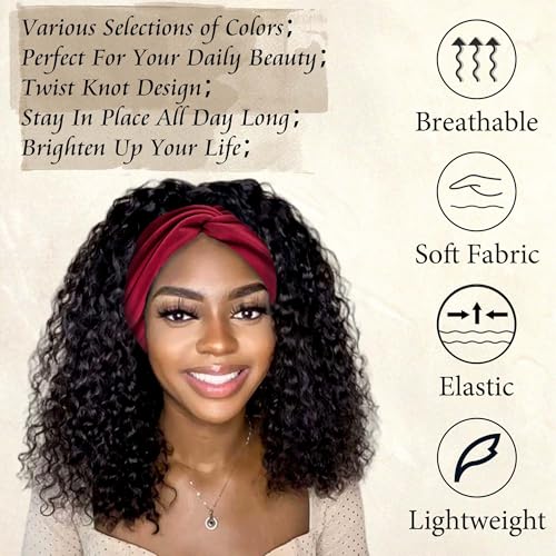 Wide Headbands for Women Boho Head Bands Knotted Criss Cross Turban Headband Cute Hair Wraps Elastic Bandana Hairbands Workout Wrap Hair Band Fashion Head Scarf Accessories Soft 4 Pack - color: Style 114