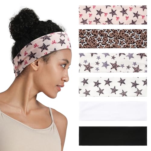 QIUTIMIY Headbands for Women Non Slip - 6 Pack Soft Stretchy Hair Bands for Women’s Hair – Fashion Sports Headbands for Yoga, Workout, Running, Gym, Daily Wear（Style 17） - color: Style 17
