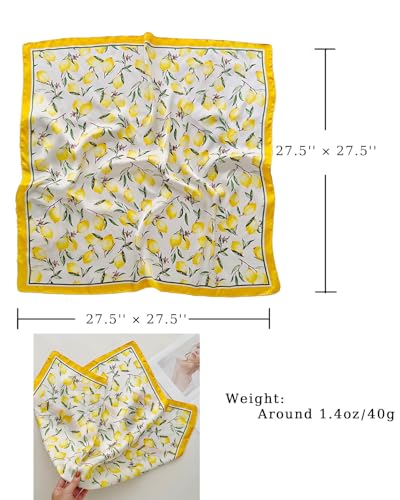 Satin Bandana Headscarf for Women Silky Hair Scarves for Fashion Lightweight - color: 18-yellow Lemon