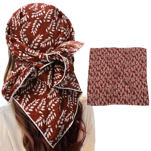 Bandanas for Women Men 21"x21" Floral Headband Scarf Versatile Hair Bandana Square Head Scarf - color: Terracotta Floral