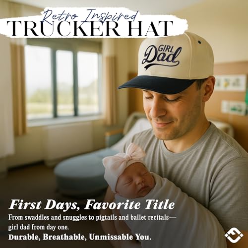 Funky Junque Vintage Canvas Snapback Hat - Adjustable 2 Tone Cap for Men Women - Put It On My, Cowboy, Girl Dad, Funny - color: Girl Dad - Navy/Beige