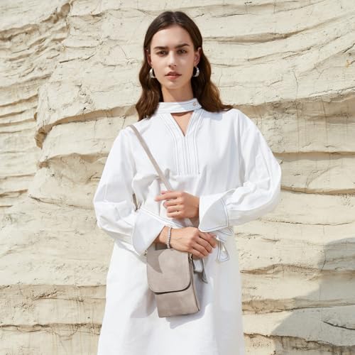 BOSTANTEN Vegan Leather Crossbody Bags for Women Designer Cell Phone Bag Wallet Purses Adjustable Strap - color: A-03-retro Grey