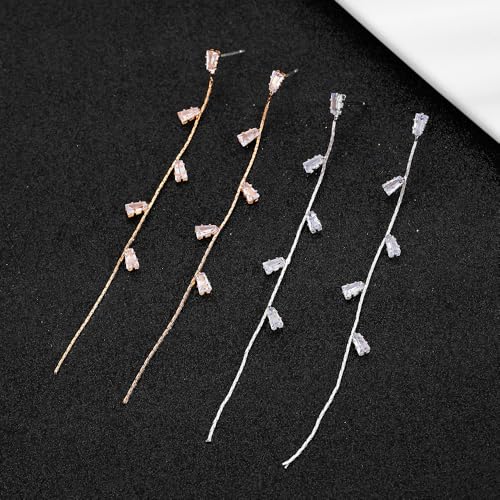 Temperament Long Zircon Tassel Earrings for Women Charm Jewelry Sparkling Crystal Leaves Twist Dangle Earrings for Friends - color: Gold-A