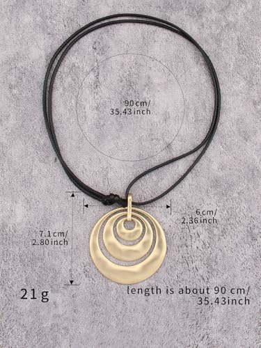 JAOYU Bohemian Necklaces for Women Leather Necklace Wood Pendant Choker Long Brown Necklace Chunky Circle Boho Hippie Jewelry - style: Large Pendant Necklace