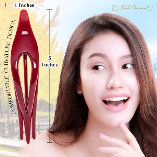 RC ROCHE 6 Pcs Flat French Claw Hair Clips For Women Thick Curly Hair Barrettes Duckbill Concord Side Slide Extra Hold Curved Eyelet Strong Hold Grip, Medium Classic Multicolor - color: Classic