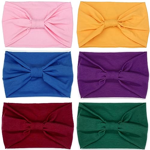 IVARYSS Wide Headbands for Women, Cute Bright Knotted Head Wraps Turbans, Large African Style Head Bands Hair Accessories, 6 Pack - color: Bright Color