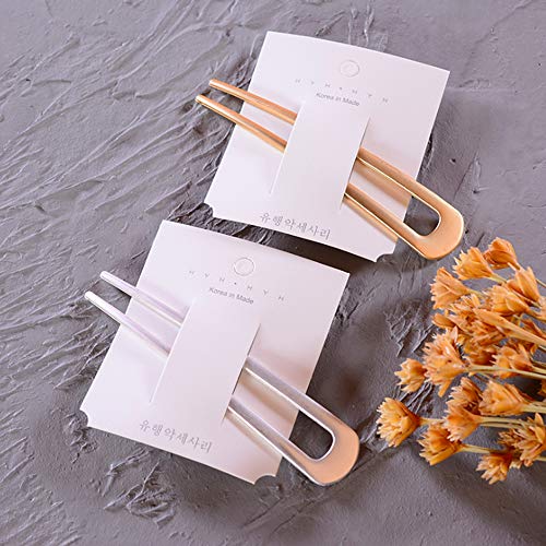 [4 Pack] Benefree U-Shape Hairpins, Bride Hair Accessories Hair Pins Clip Vintage Hair Stick,Hairstyle Chignon for Women Girls (Silver and Gold) - color: 4P Silver&Gold