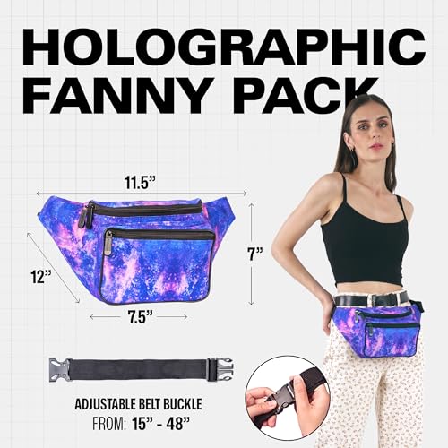 Fanny Pack Belt bag - Crossbody Waist Bag for Men or Women - Hands-Free, Waterproof Large Bumbag for Hiking, Running, and Travel (Galaxy Outer Space) - color: Outter Space