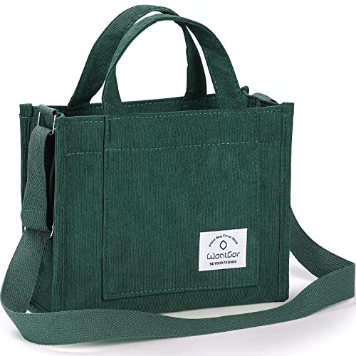 WantGor Tote Bag for Women, Corduroy Crossbody Bags Shoulder Handbag Small Satchel Hobo Bag Purse - color: Green
