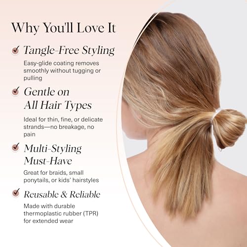 Kitsch Hair Ties No Damage for Kids, Teens and Women - Rubber Bands for Hair Styling | No Snag Hair Elastics | Daily Hair Accessories | Ideal Gifts for Women - 500pcs (Clear) - color: Clear, size: 500 Count (Pack of 5)