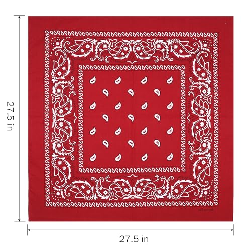 Mochabao 100% Cotton 27" x 27" Large Bandanas for Men & Women, Multi-Purpose Bandana Headbands, Square Head Scarf - color: White/Red/Black/Sage Green