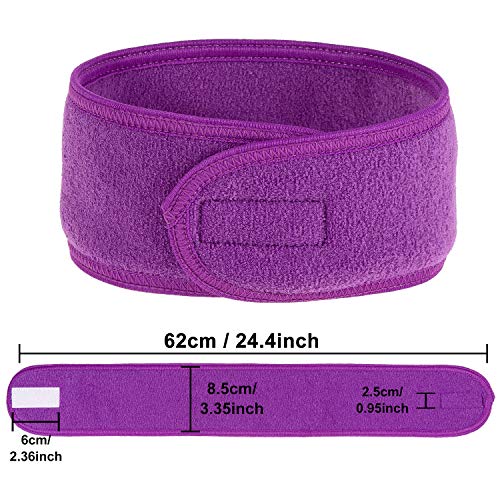 Whaline Spa Facial Headband 4 Packs Head Wrap Terry Cloth Headband Adjustable Stretch Towel for Bath, Makeup and Sport (Purple) - color: Purple
