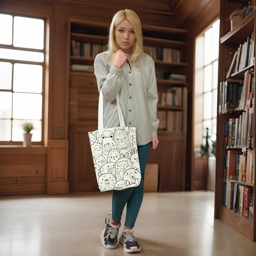 itgowisa Canvas Tote Bag for Women, Tote Bag with Zipper Inner Pocket, Zippered Canvas Bag for Shopping Work Grocery Everyday - style: Groundhog