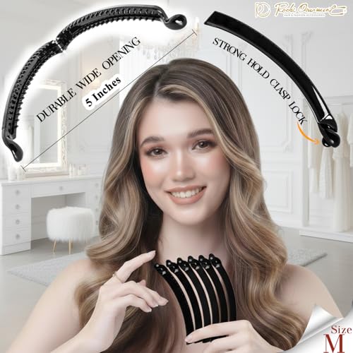RC ROCHE 6 Pcs Banana Hair Clip Thin Hair Fine Ponytail Maker No Slip Small Claw for Women Secure Grip Jaw Clamp Cute Strong, Medium Black - color: Black
