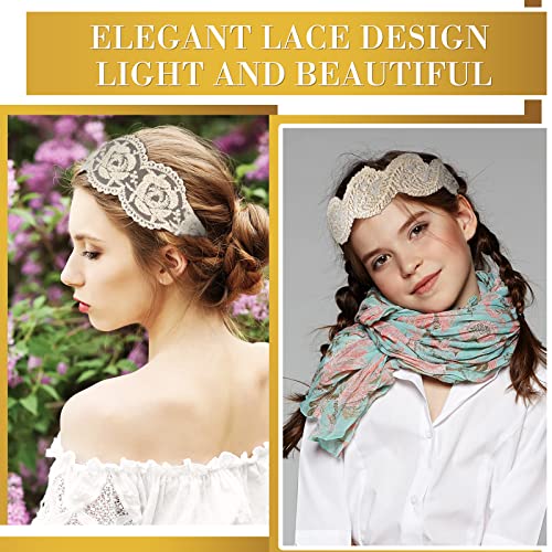 Dilunave 10 PCS Lace Headbands for Women Elastic Dressy Women Headbands Cute Lace Stretch Cloth Elegant Hair Accessories for Wedding Hairbands Wide Headwrap for Girls