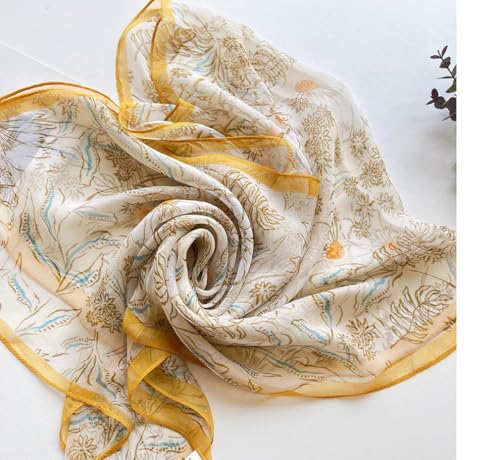 MINIDORA Lightweight Scarves for Women Elegant Floral Pattern Scarf Shawls Sunscreen Head Shawls - color: Style 13-yellow