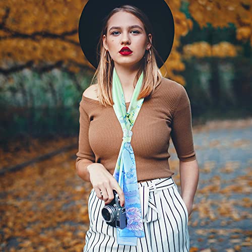 E-Clover Unique Fashion Women's Scarf Chiffon Sheer Scarves for Women Lightweight - color: Green Blue