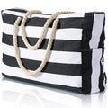 Becokan Beach Bag Large Beach Tote Bag for Women Waterproof Sandproof Swim Pool Bag With Zipper - color: Black