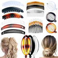 18 Pieces Banana Hair Clips Classic French Hair Comb Set Fishtail Plastic Twist Hair Clip Ponytail Accessories for Women Girls, 6 Styles（style2） - color: black,white, brown（style2）