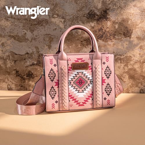 Wrangler Tote Bag for Women Western Purse and Aztec Satchel Handbag - color: Aztec Pink