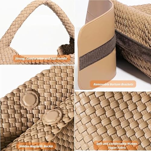 Geelyda Woven Tote Bag for Women with Purse, Fashion Shoulder Hobo Underarm Bags, Large Woven Handmade Work Commuter Day Bags - color: Apricot