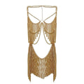 Women's Sexy Suit Body Chain - color: Gold Color-Personality Hanging Needle Connected Body Chain-8