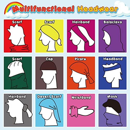 Jiuguva 26 Pcs Neck Gaiter Men Face Mask Headband Boho Head Wrap Headwear Bulk Hiking Seamless Neck Scarf Skull Bandana Women - color: Solid Color, style: Basic Style