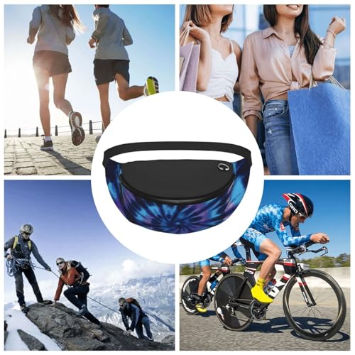 Purple Blue Rainbow Tie Dye Swirls Fashion casual fanny pack waist bag men women adjustable belt waist bag for travel hiking cycling running festival carnival - color: Black22