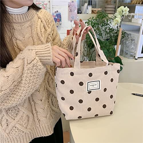 Kovewon 2 Pcs Corduroy Small Tote Bag for Women Cute Mini Tote Bag Preppy Aesthetic Reusable Bags for Grocery, Essentials, Water Bottle, Keys, Book, Bible - color: Beige