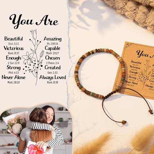 Inspirational Gifts Bracelets for Women: Mothers Day Birthday Gifts for Mom Women Friends Sister - Healing Natural Stone Beads Bracelets Thinking of you Get Well Soon Gift for Women - color: A-B JASPER STONE-YOU ARE