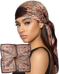AWAYTR 35” Satin Head Scarf for Women Like Silk Scarf for Hair Scarf Satin Hair Bandana Women Headscarf Hair Wrap Scarf Neck - color: Redbrow + Orange