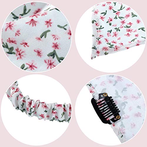 Syhood 6 Pcs Floral Hair Bandanas for Women Girl Boho Hair Scarf Headband with Clip Chiffon Cottagecore Head Kerchief(Rural Floral Patterns)