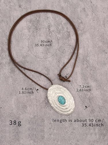 JAOYU Boho Necklace for Women Large Pendant Necklace Boho Long Choker Leather Gold Necklace Vintage Earthy Jewelry Trendy - style: Long Casual Necklace