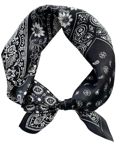 Satin Bandana Headscarf for Women Silky Hair Scarves for Fashion Lightweight - color: 23-black Cashew Nuts