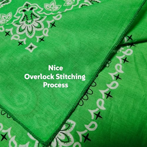 Junvena 27 Inch Extra Large Bandana 100% Cotton,Soft Thin Breathable Headband for Men Women, Solid & Paisley - color: Green 3 Pack