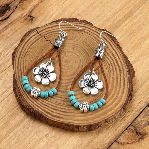 Boho Earrings for Women Trendy Gold Dangle Earrings Vintage Bohemian Indian Country Jewelry Gifts Boho Dress Chic Clothing - color: A6:boho flower earrings