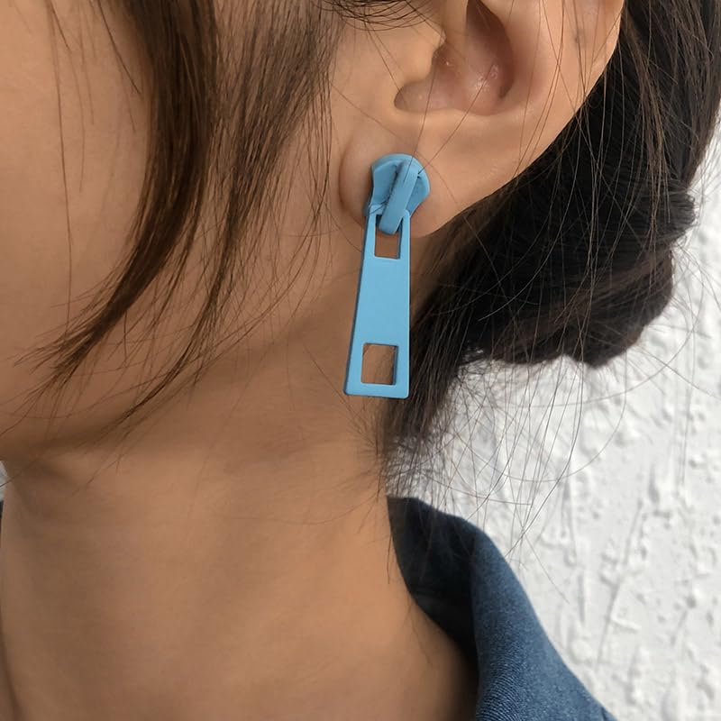 Ximimark 5 pairs Zipper Dangle Earrings Colorful Alloy Vacation Casual Minimal Style, Women Jewelry Drop Earrings, Color Random