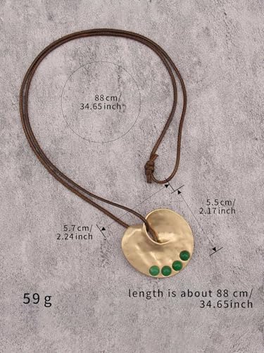 JAOYU Bohemian Necklaces for Women Leather Necklace Wood Pendant Choker Long Brown Necklace Chunky Circle Boho Hippie Jewelry - style: Boho Circle Necklace