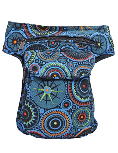 The Collection Royal Handmade Festival Waistpack Boho Hippie Waist Bag Hip Bum Running Belt Fanny Pack Travel Utility Belt (Black-Turq) - color: Black-Turq