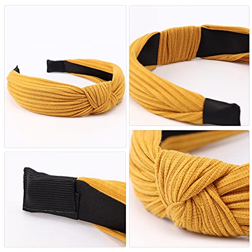 DRESHOW 8 Pack Knotted Headbands for Women Wide Turban Headband Yoga Exercise Ribbing Hair Hoop Hair Bands Accessories - color: 8 Pack Ribbing CB