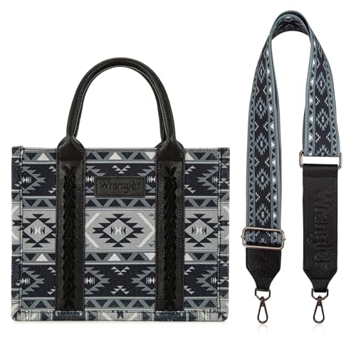 Wrangler Aztec Tote Bag for Women Boho Shoulder Purses and Handbags - color: Aztec Jet Black (Guitar Strap)